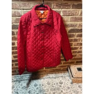 Jill Quilted Jacket Red Collared Button Front Women's XL